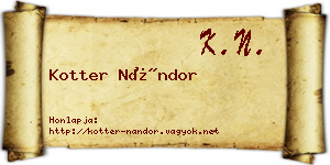 Kotter Nándor névjegykártya